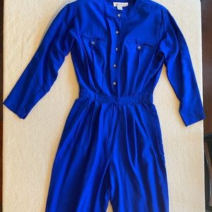 Vintage Electric Blue Jumpsuit 100% Silk